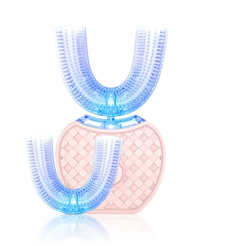 360 Degrees Intelligent Automatic Electric Toothbrush Waterproof U Type Tooth Brush Whitening Blue Light USB Charging - Trend Vibe360 Degrees Intelligent Automatic Electric Toothbrush Waterproof U Type Tooth Brush Whitening Blue Light USB ChargingCJ dropshipping supplier0Pink head box set