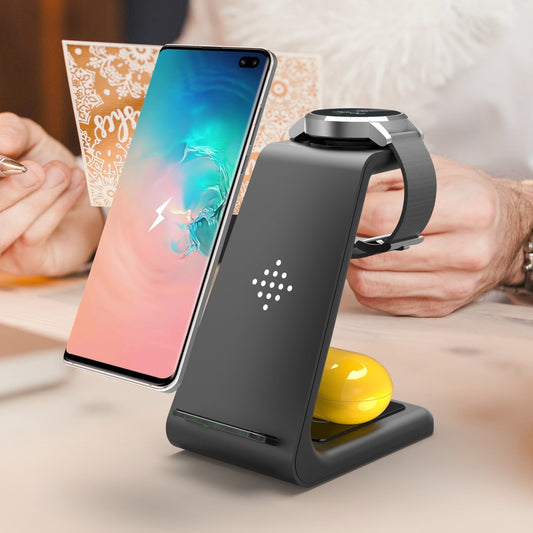 3 In 1 Fast Charging Station Wireless Charger Stand Wireless Quick Charge Dock For Phone Holder - Trend Vibe3 In 1 Fast Charging Station Wireless Charger Stand Wireless Quick Charge Dock For Phone HolderCJ dropshipping supplierWireless ChargerApple EU plugBlack