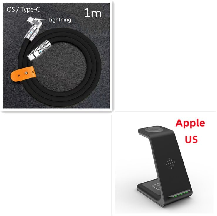 3 In 1 Fast Charging Station Wireless Charger Stand Wireless Quick Charge Dock For Phone Holder - Trend Vibe3 In 1 Fast Charging Station Wireless Charger Stand Wireless Quick Charge Dock For Phone HolderCJ dropshipping supplierWireless ChargerApple US plugBlack Set2