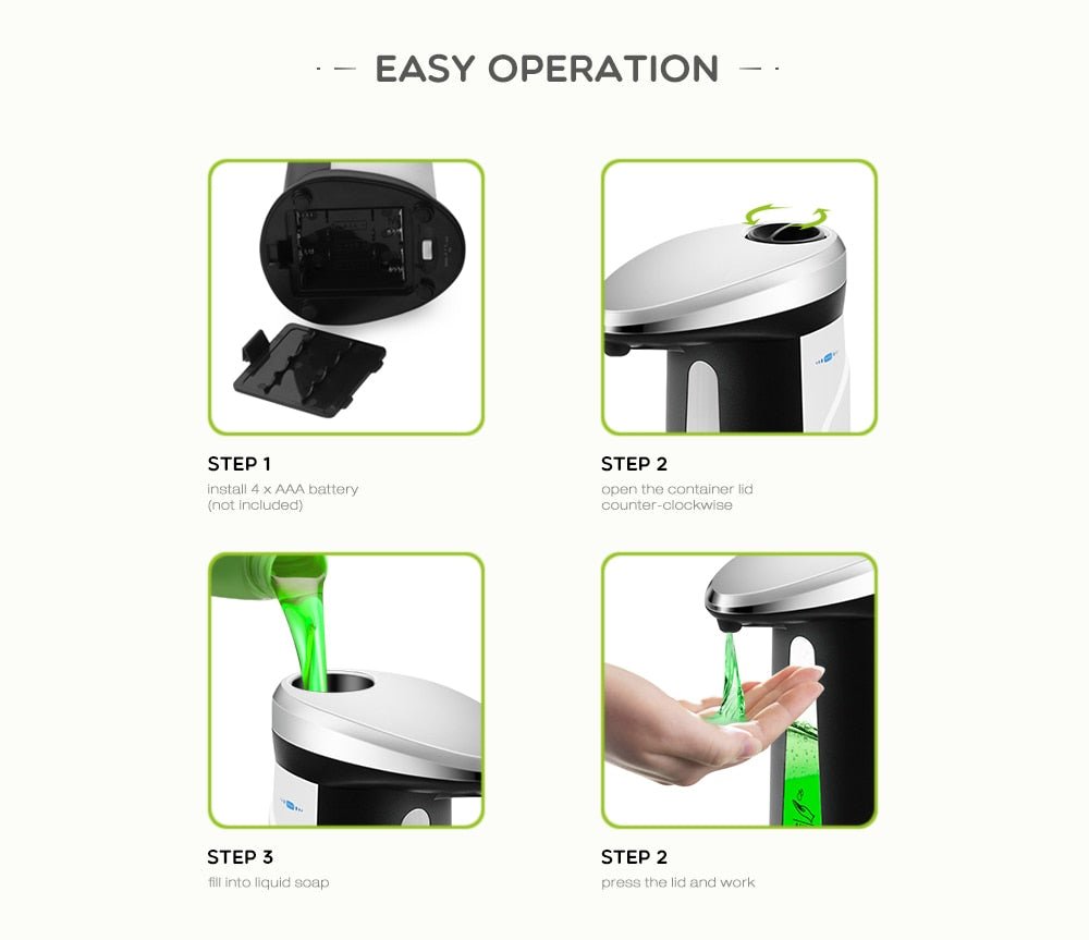 Automatic Liquid Soap Dispenser Smart Sensor Touchless 400Ml - Trend VibeAutomatic Liquid Soap Dispenser Smart Sensor Touchless 400MlCJ dropshipping supplier0Black 4pcs