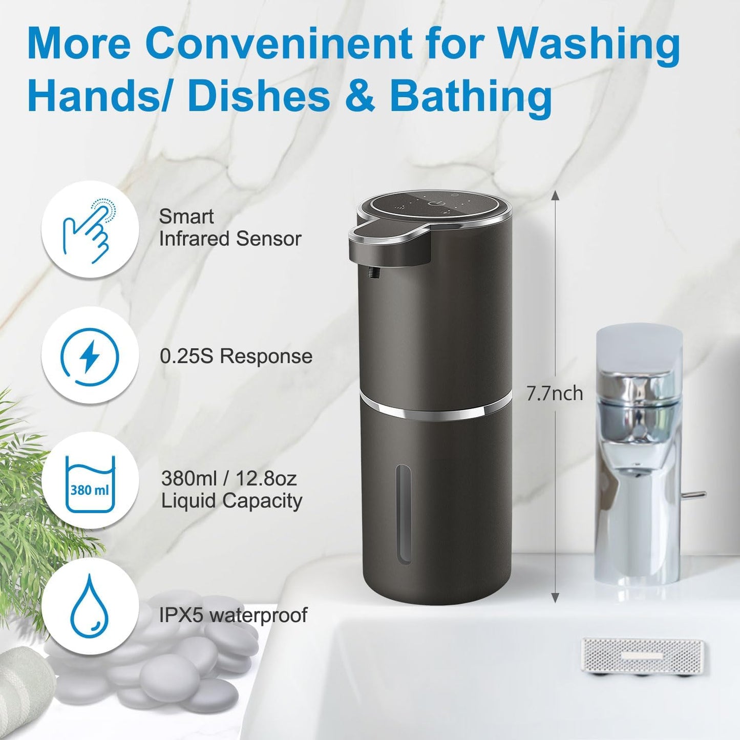 Automatic Soap Dispenser Touchless Foaming Soap Dispenser 380ml USB Rechargeable Electric 4 Level Adjustable Foam Soap Dispenser - Trend VibeAutomatic Soap Dispenser Touchless Foaming Soap Dispenser 380ml USB Rechargeable Electric 4 Level Adjustable Foam Soap DispenserCJ dropshipping supplier4White Foam