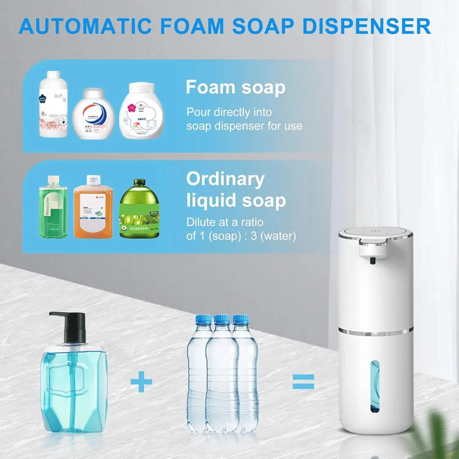 Automatic Soap Dispenser Touchless Foaming Soap Dispenser 380ml USB Rechargeable Electric 4 Level Adjustable Foam Soap Dispenser - Trend VibeAutomatic Soap Dispenser Touchless Foaming Soap Dispenser 380ml USB Rechargeable Electric 4 Level Adjustable Foam Soap DispenserCJ dropshipping supplier4White Foam