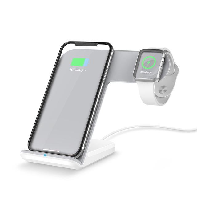 Compatible With Mobile Phone Watch Wireless Charging Stand Support Fast Charge Two In One Wireless Charge Android Universal - Trend VibeCompatible With Mobile Phone Watch Wireless Charging Stand Support Fast Charge Two In One Wireless Charge Android UniversalCJ dropshipping supplier0White withUS adpater