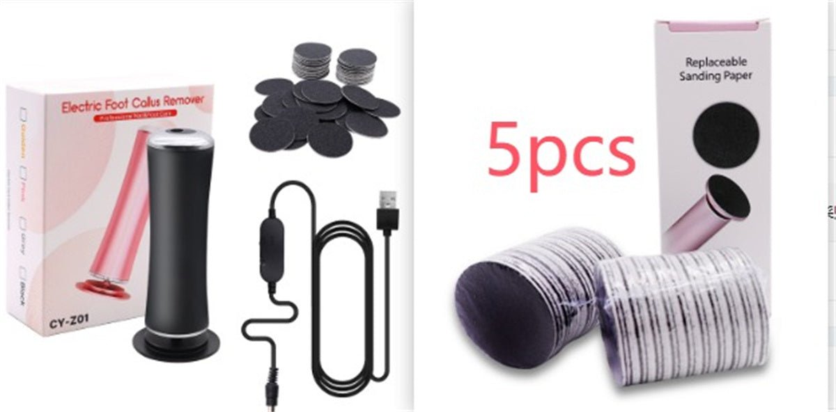 Electric Foot Callus Remover Foot Care File Heels Dead Skin Pedicure Tool Electronic Foot Grinder And Replacement Sandpaper - Trend VibeElectric Foot Callus Remover Foot Care File Heels Dead Skin Pedicure Tool Electronic Foot Grinder And Replacement SandpaperCJ dropshipping supplier0NoBlack set1