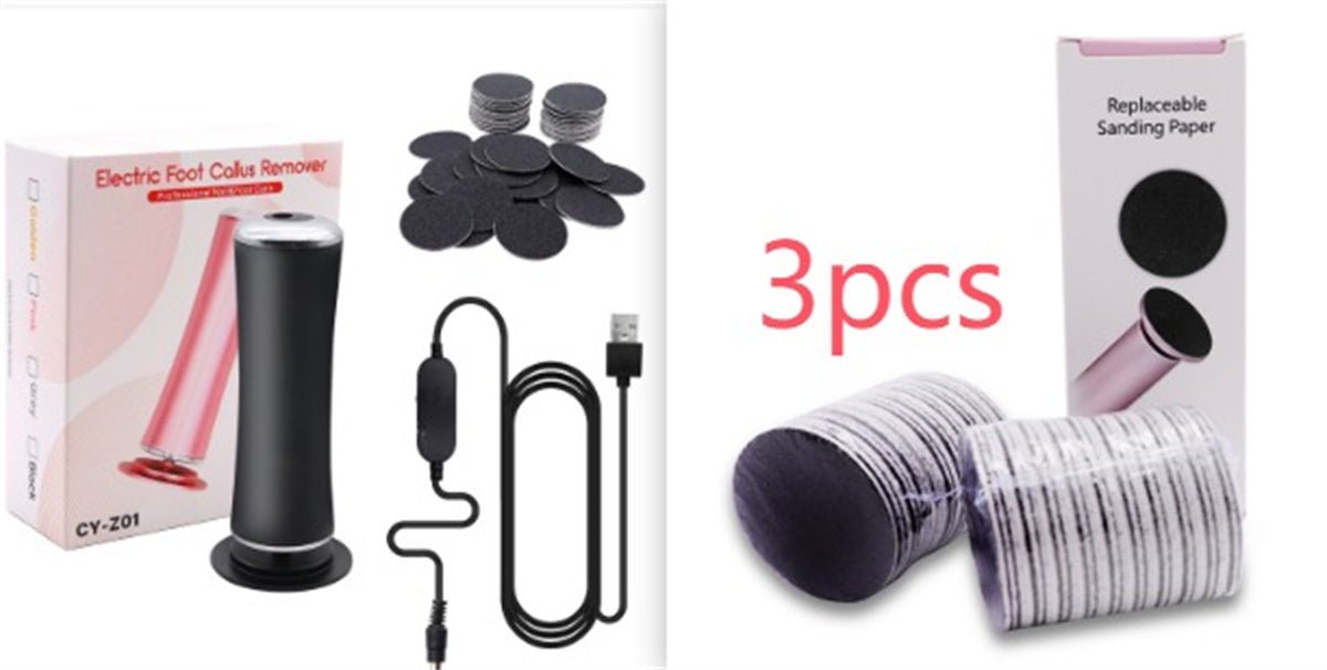 Electric Foot Callus Remover Foot Care File Heels Dead Skin Pedicure Tool Electronic Foot Grinder And Replacement Sandpaper - Trend VibeElectric Foot Callus Remover Foot Care File Heels Dead Skin Pedicure Tool Electronic Foot Grinder And Replacement SandpaperCJ dropshipping supplier0NoBlack set