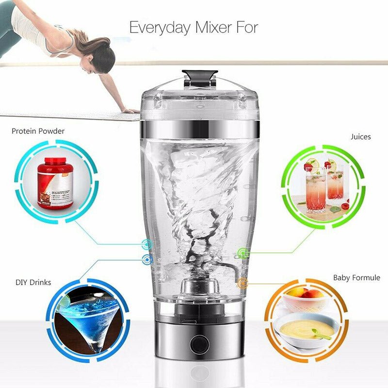 Electric Protein Shake Stirrer USB Shake Bottle Milk Coffee Blender Kettle Sports And Fitness Charging Electric Shaker Cup - Trend VibeElectric Protein Shake Stirrer USB Shake Bottle Milk Coffee Blender Kettle Sports And Fitness Charging Electric Shaker CupCJ dropshipping supplier0USBWhite