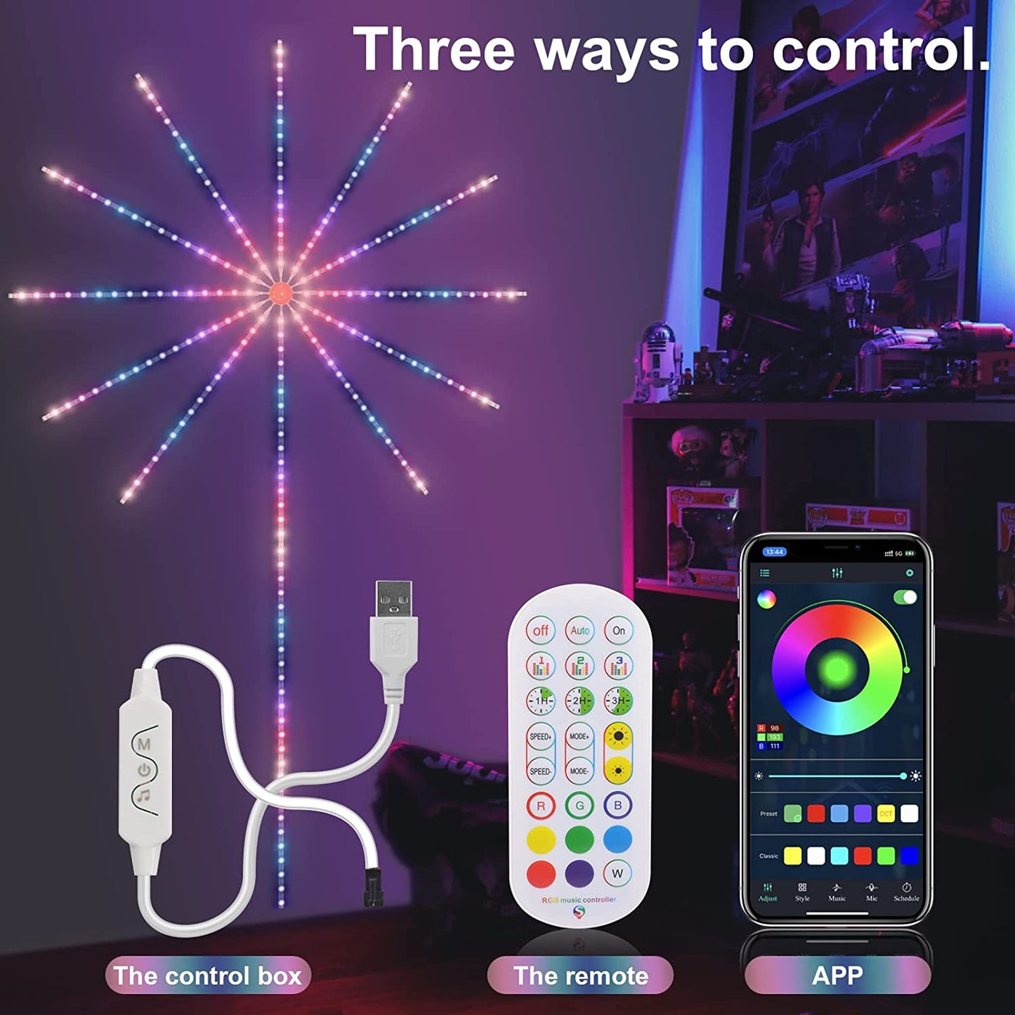 Firework Lights LED Strip Music Sound Sync Color Changing Remote Control LED Firework Light For Room Party - Trend VibeFirework Lights LED Strip Music Sound Sync Color Changing Remote Control LED Firework Light For Room PartyCJ dropshipping supplier0USBSmall fireworks light