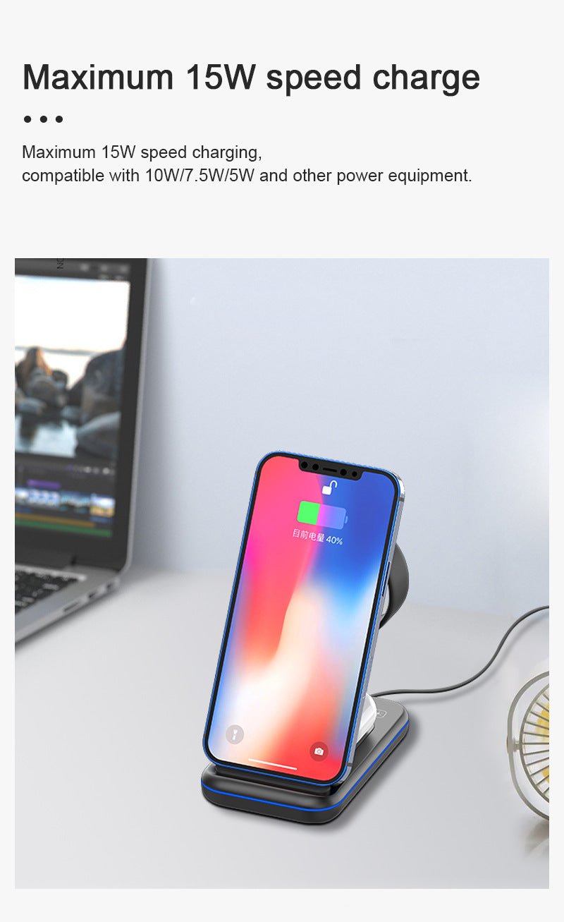 Folding Three - in - one Wireless Charging Stand Smart Fast Charge - Trend VibeFolding Three - in - one Wireless Charging Stand Smart Fast ChargeCJ dropshipping supplier0White