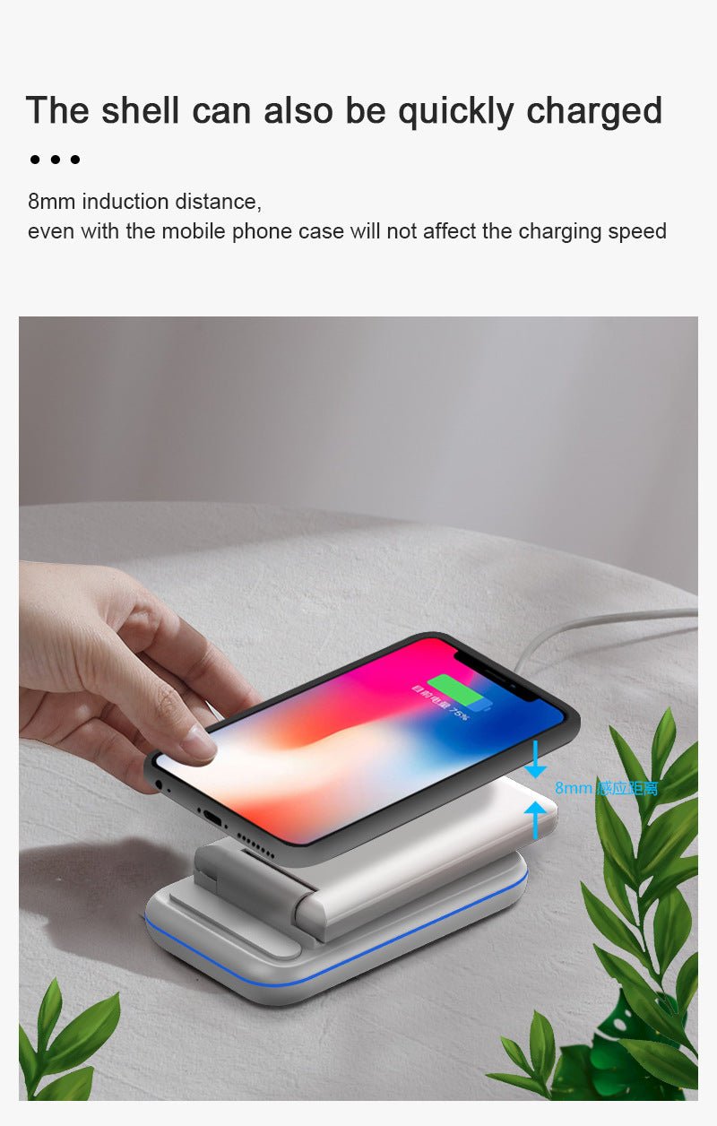 Folding Three - in - one Wireless Charging Stand Smart Fast Charge - Trend VibeFolding Three - in - one Wireless Charging Stand Smart Fast ChargeCJ dropshipping supplier0White