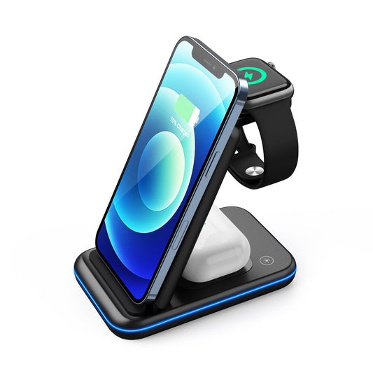 Folding Three - in - one Wireless Charging Stand Smart Fast Charge - Trend VibeFolding Three - in - one Wireless Charging Stand Smart Fast ChargeCJ dropshipping supplier0White