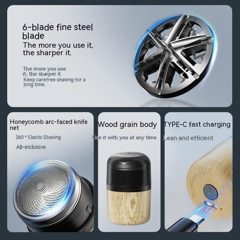 Mini Electric Shaver For Men Pocket Size Washable Rechargeable Portable Cordless Trimmer Knive Face Beard Razor Hair Trimmer - Trend VibeMini Electric Shaver For Men Pocket Size Washable Rechargeable Portable Cordless Trimmer Knive Face Beard Razor Hair TrimmerCJ dropshipping supplier0USBWood Grain 6 Leaf Shaver