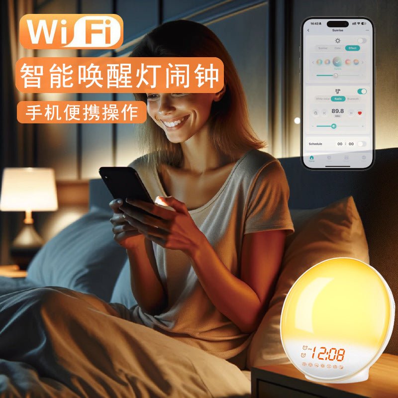 Smart Wake - up Light Alarm Clock Mobile APP Control Simulated Sunrise - Trend VibeSmart Wake - up Light Alarm Clock Mobile APP Control Simulated SunriseCJ dropshipping supplierSmart HomeIncluding USB CableSmart Lamp